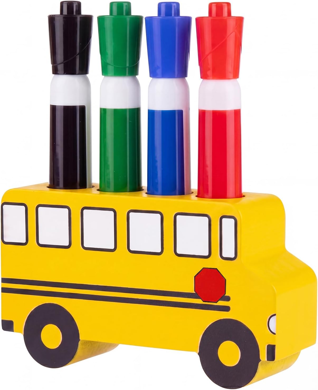 School Bus Magnetic Marker Holder, Back to School Classroom Supplies, Teacher Appreciation Gift Dry Erase Marker and Eraser Storage Organizer for Whiteboard Fridge Locker