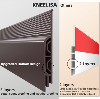 KNEELISA 39" Black Under Door Draft Stopper Interior for 0-1“ Gap,Silicone | Bottom Door Sweep Sound Proofing,Soundproofing Noise Blocker,Gap Filler Soundproof Seal Strip