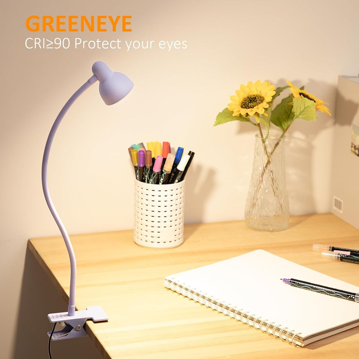 Clip on Reading Light for Bed 3 Color Modes Teal