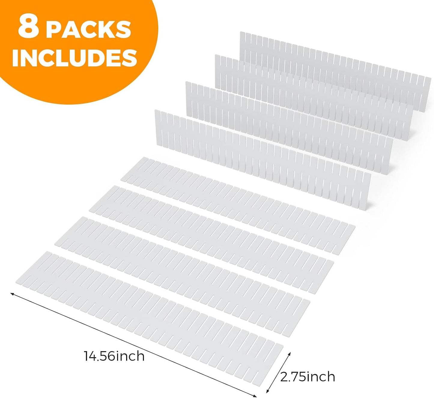 ALBAD Plastic Drawer Dividers Adjustable Drawer Organizer Dividers Separator for Tidying Clutter/Cutlery/Underwear/Socks/Clothes/Dresses/Boxes/Bins in Kitchen Bathroom Bedroom Office (8)