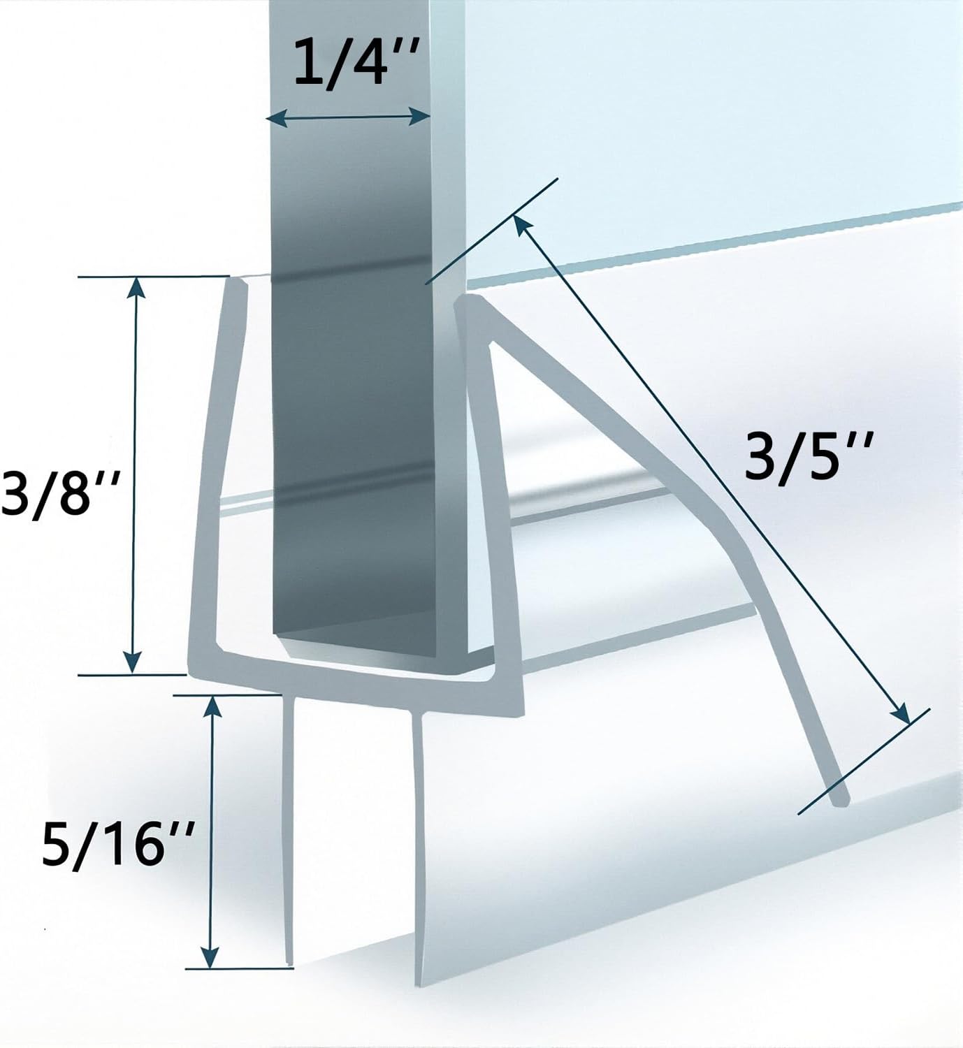 2-Pack Frameless Shower Door Bottom Seal 1/4 Inch Glass (39 in x 2), Glass Shower Door Seal Strip Bottom,Weather Stripping Sweep Leak Water Guard