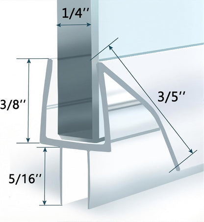 2-Pack Frameless Shower Door Bottom Seal 1/4 Inch Glass (39 in x 2), Glass Shower Door Seal Strip Bottom,Weather Stripping Sweep Leak Water Guard