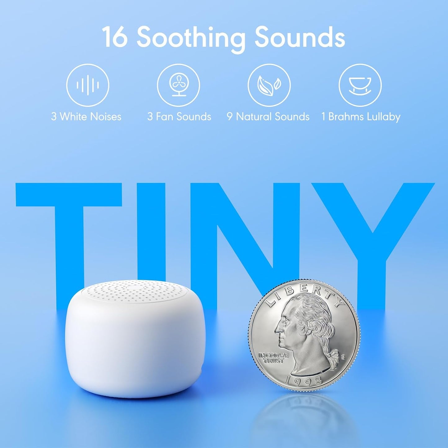 White Noise Sound Machine, Portable White Noise Machine for Sleeping with 18 Soothing Sounds, Timer & Memory Function, for Baby Adults, Travel, Office, Hotel Privacy (Mini)