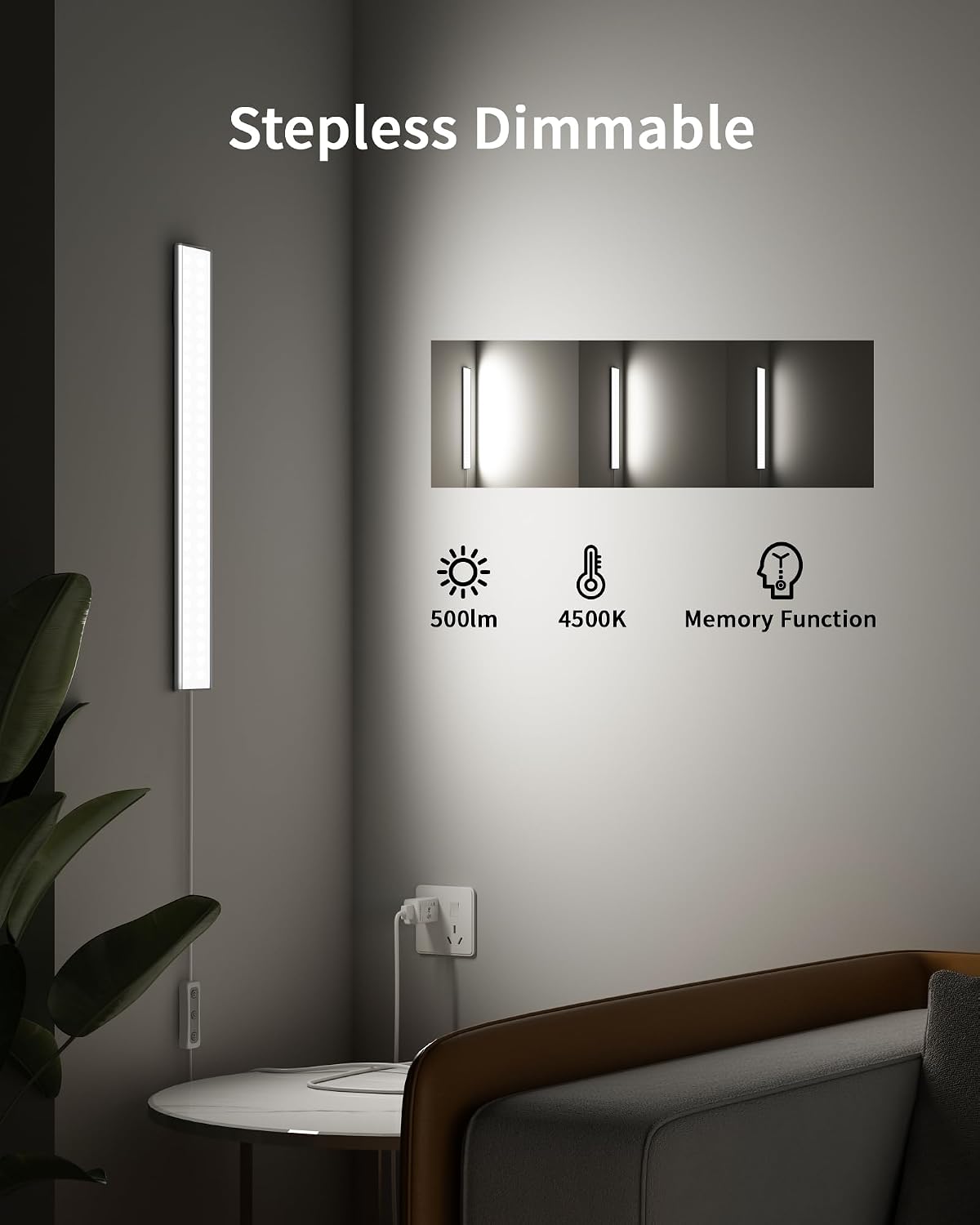 ASOKO Motion Sensor Dimmable Led Under Cabinet Light, 12" Cool White | ASOKO Motion Sensor Dimmable Led Under Cabinet Light, 12" Plug in Cool White 6000K Bar for Kitchen Counter Closet