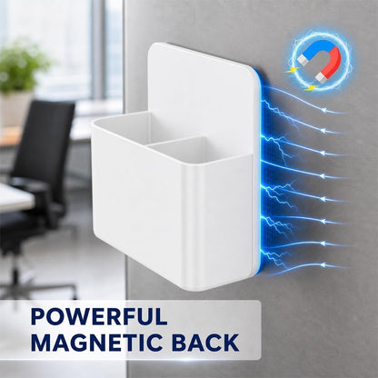 Magnetic Pencil Pen Holder, 2 PCS Magnetic Dry Erase Marker Holder for Whiteboard, Black White Magnet Storage Pencil Cup Case Fridge Organizers Locker Accessories for Office School Teacher Must Haves