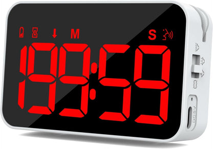 PERSUPER Kitchen Digital Timer, Count Down Up, Rechargeable, Vibration Mode | Adjustable Volume and Brightness LED Display, Time Management Cook, Desk, Kids Adults Study Teaching, Kitchen Gadgets RGB ﻿