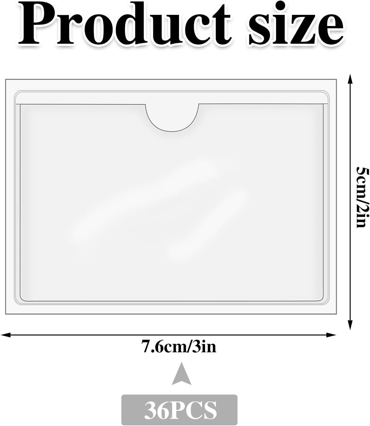 36 Pack 3" x 5" Adhesive Index Card Holders Clear PVC Label Holders | Top-loading label pockets, removable adhesive, clear PVC, for bins, shelves, totes, library and office use