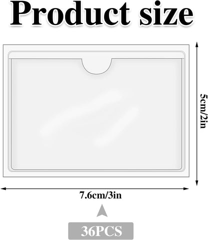 36 Pack 3" x 5" Adhesive Index Card Holders Clear PVC Label Holders | Top-loading label pockets, removable adhesive, clear PVC, for bins, shelves, totes, library and office use