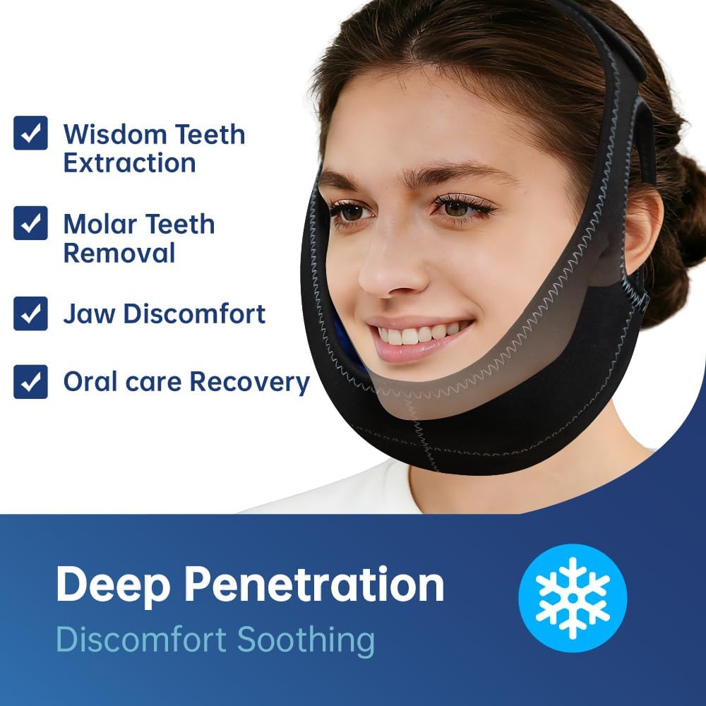 Wisdom Teeth Ice Pack Head Wrap Jaw Face Ice Pack with 4 Gel Packs