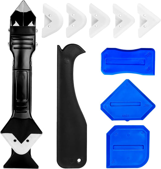 Silicone Caulking Tool Kit，Glass Glue Angle Scraper,Floor Glue Scraper， Caulk Remover Tool, Stainless Steelhead Caulk Remover and Sealant Scraper, Caulk Remover for Kitchen，Bathroom，Window，Joint,