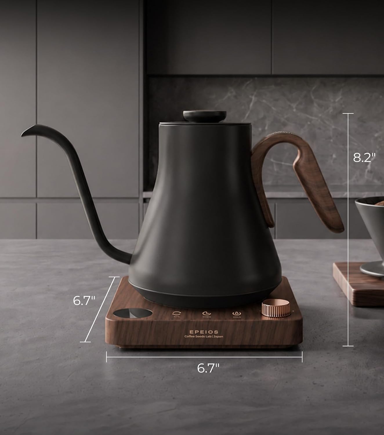 Epeios Gooseneck Electric Kettle 1°F Temperature Control,1200W,0.9L,Black | Rapid Heating, for Pour Over Coffee & Tea,Hot water Boiler,Brew Timer, 304 Stainless Steel Interior, Auto Shut-Off