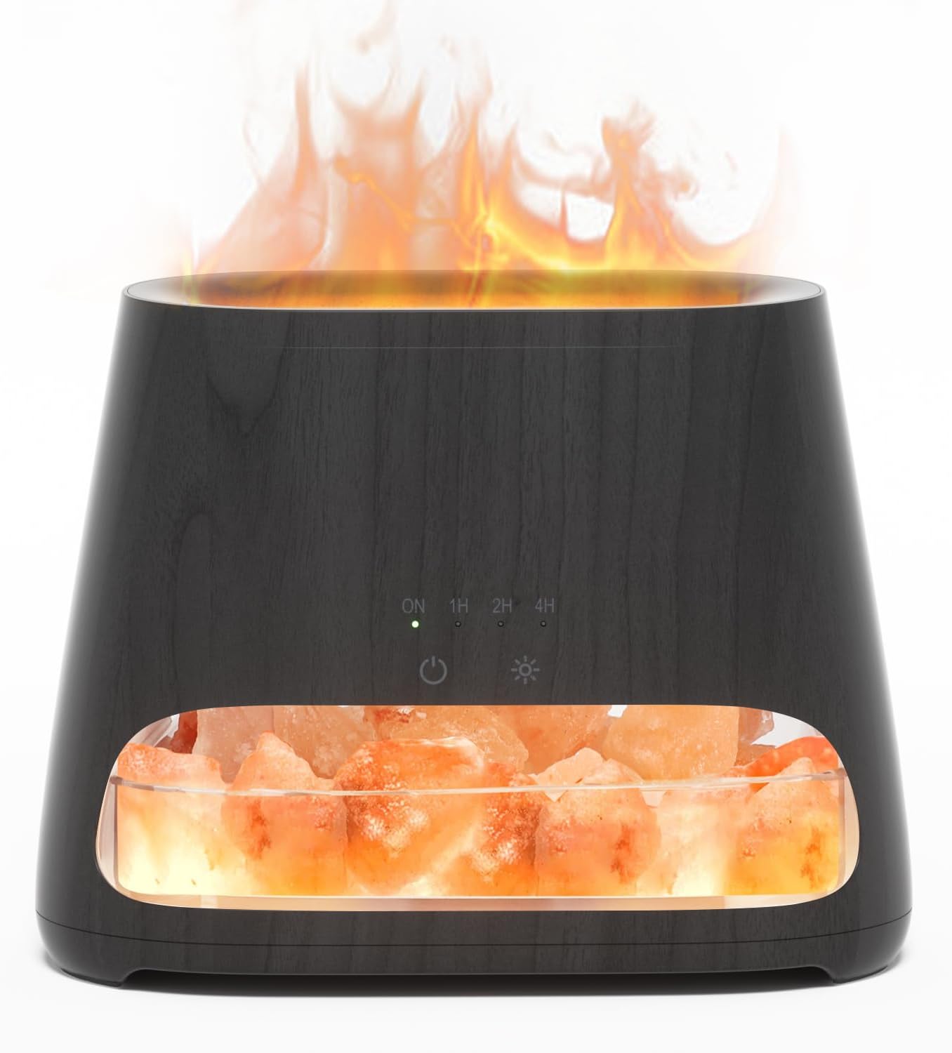 SALKING 2-in-1 Ultrasonic Essential Oil Diffuser & Himalayan Salt Lamp, Aromatherapy Diffuser Cool Mist Humidifier with Auto Off Function, 100% Pure Himalayan Pink Salt Rock, 150ml (Wooden Grain)