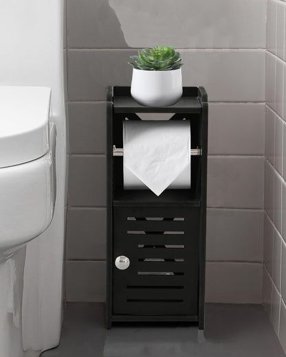 AOJEZOR Toilet Paper Holder Stand: Small Space Bathroom Storage for Renters