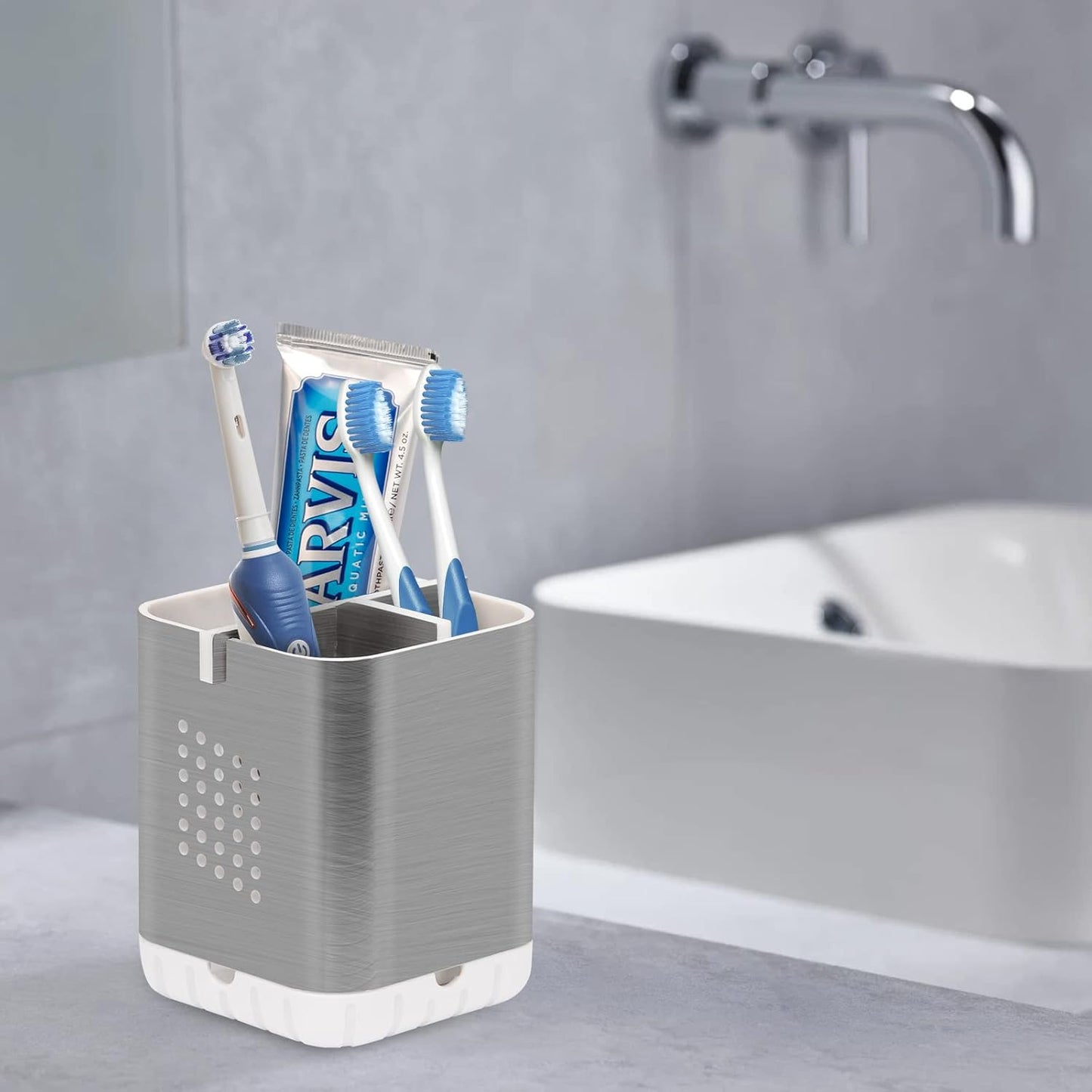 Boperzi Toothbrush Holders, Kids Toothbrush Holder with Drainage, Detachable Anti-Slip Electric Toothbrush Holder, Toothpaste Organizer Storage Caddy for Bathroom Countertop, Shower, Kitchen, Vanity