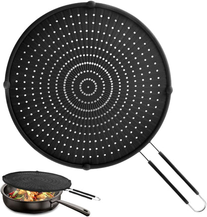 Silicone Splatter Screen for Frying Pan,Grease Splatter Guard,Heat-Resistant Splatter Guards for Cooking,Dishwasher Safe (9.8", 11.4", 13")