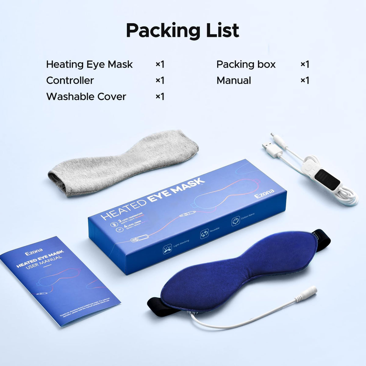 Ezona Heated Eye Mask, Warm Eye Compress Mask for Dry Eyes