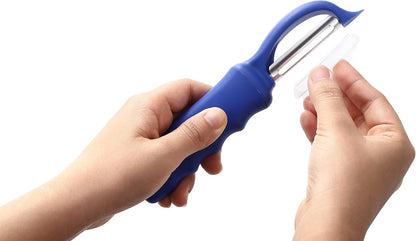 Spring Chef Swivel Potato Peeler for Kitchen w/ Soft Grip Handle, Mango | Premium Vegetable Peeler w/ Sharp Stainless Steel Blades, Multifunctional Food Peeler for Apple, Carrot, Cucumber, Fruit