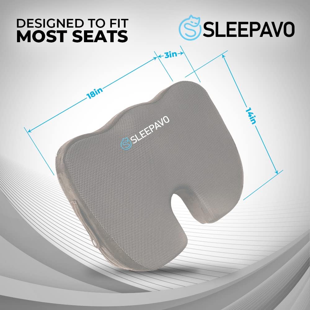 Sleepavo Office Chair Cushion, Seat Cushion for Tailbone Pain Relief Butt