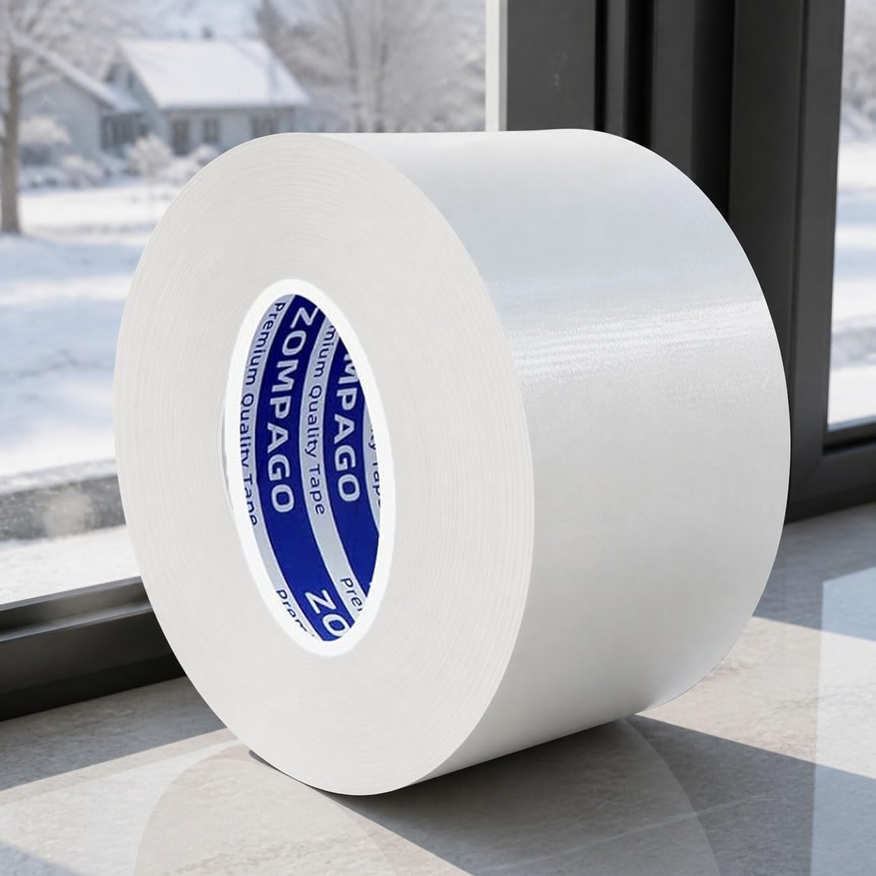 ZOMPAGO White Window Weather Sealing Tape 2.4in x 33FT, Cloth Draft Stopper for Sliding Door & Gap Filler, Strong Adhesive Window Seal Tape Air Conditioner Door Weather Stripping Insulation