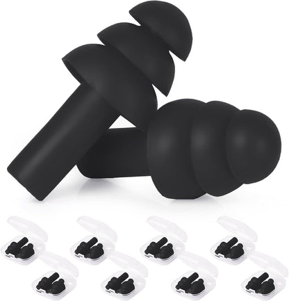 24 Pairs Black Ear Plugs Bulk NRR 29dB Reusable Silicone Ear Plugs with Plastic Cases Soft Foam Plug for Sleeping Noise Cancelling Concerts Shooting Swimming Noise Reduction