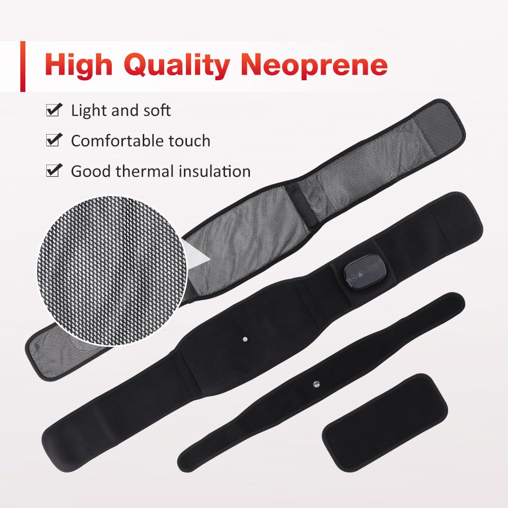 NORTHERN BROTHERS Cordless Heating Pad for Back Pain Relief with Vibration, Heated Waist Belt Wrap for Lower Back & Period Cramps, 5000mAh, 3 Heat & 3 Vibration Modes, Adjustable up to 58", Black