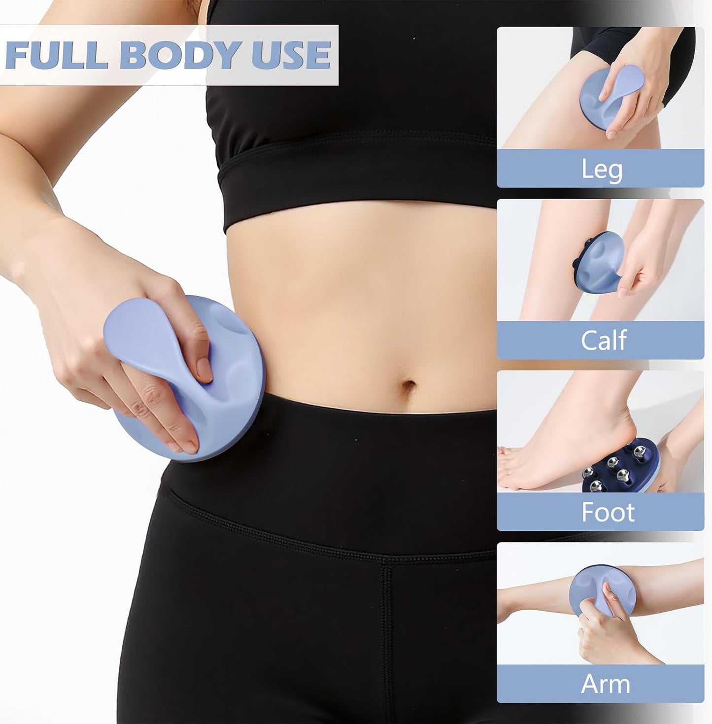 Lymphatic Massage Roller for Cellulite Remover Body Sculpting - Handheld Cellulite Massage Tool for Body Bloat Blood Circulation Lymphatic Drainage Blue