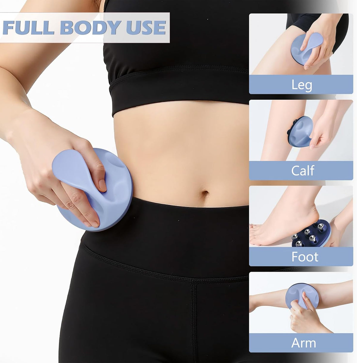 Lymphatic Massage Roller for Cellulite Remover Body Sculpting - Handheld Cellulite Massage Tool for Body Bloat Blood Circulation Lymphatic Drainage Blue