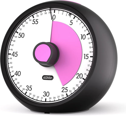 Visual Timer for Kids 60-Minute Countdown Timer with Optional Alarm, Focus Tool for ADHD & Autism, Time Management for Homework, Chores, Office, Kitchen, Teaching & Study Routines (Purple)