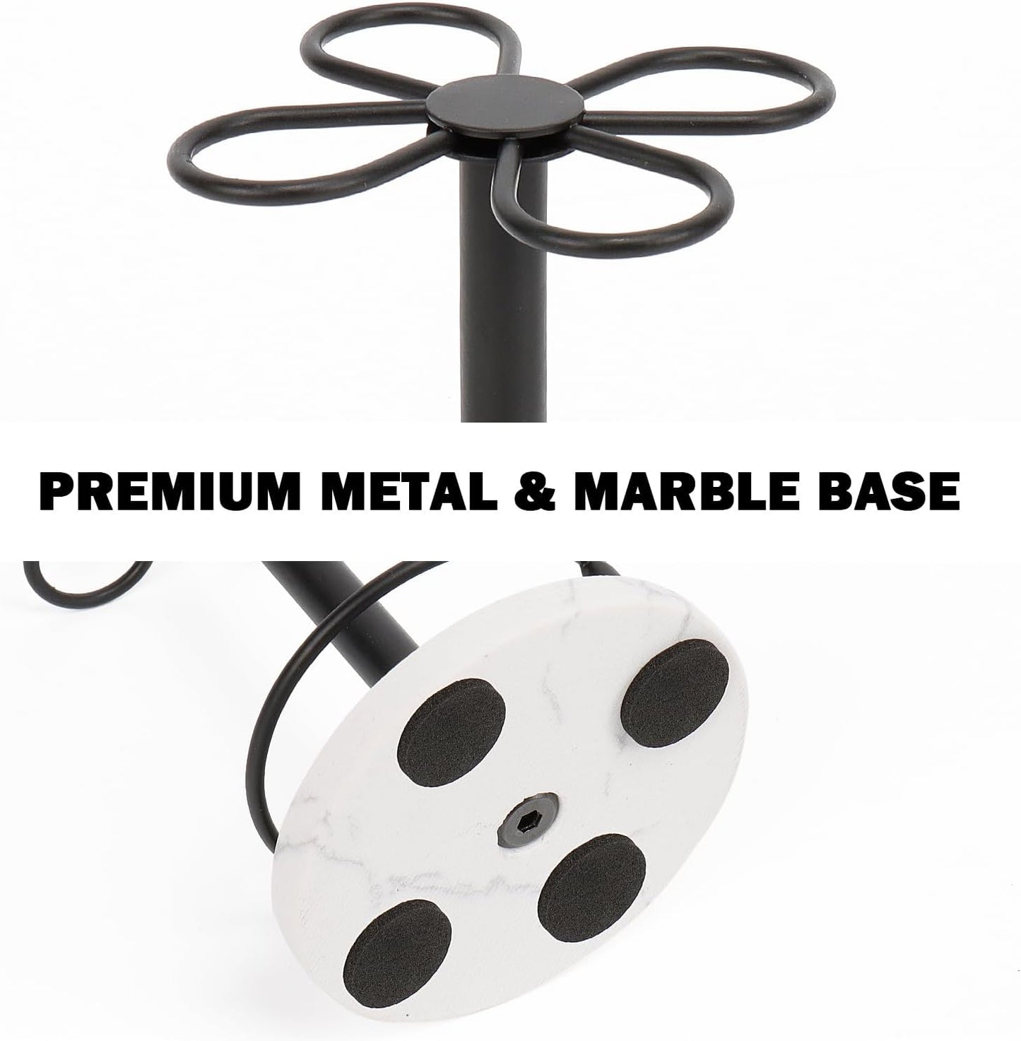Toothbrush Holder Stand for Bathroom, Metal Toothbrush Organizer with Marble Base, Toothbrush Storage Collection for Family, Suitable for Home Hotel Countertop Vanity (Small, Matte Black)