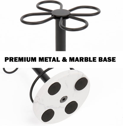 Toothbrush Holder Stand for Bathroom, Metal Toothbrush Organizer with Marble Base, Toothbrush Storage Collection for Family, Suitable for Home Hotel Countertop Vanity (Small, Matte Black)