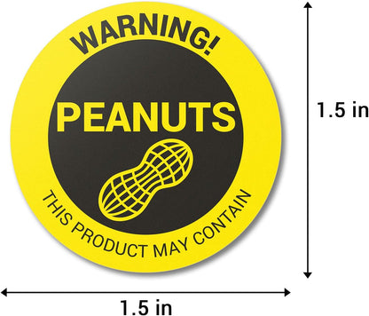 Sesame Seeds Allergy Warning Stickers, 1.5 Inch Round, 300 Labels | Contains Sesame Seeds, 1 Roll Circle Dot, Food Packing, Delis and Restaurants, Allergen Alert