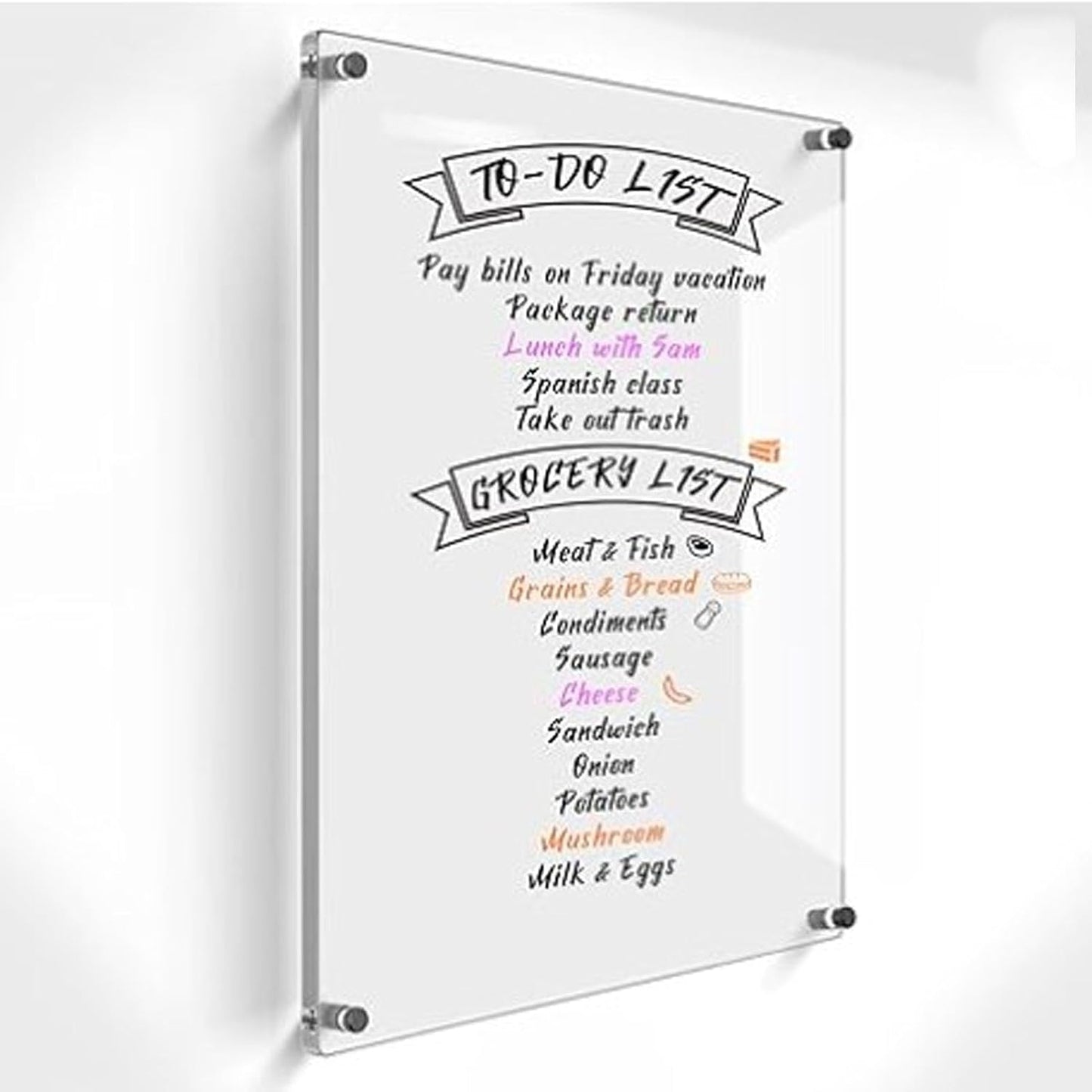 40x30 CM Acrylic Magnetic Dry Erase Board, Clear Magnetic Whiteboard to Do List White Board Acrylic Chore Chart for Refrigerator