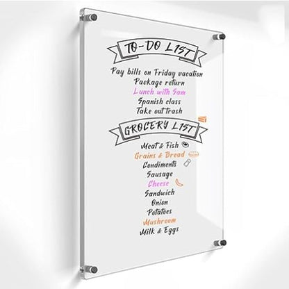 40x30 CM Acrylic Magnetic Dry Erase Board, Clear Magnetic Whiteboard to Do List White Board Acrylic Chore Chart for Refrigerator