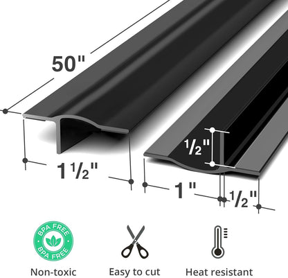 Silicone Stove Gap Cover X-Protector - 50"x1" Premium Counter Gap Filler | Self-Adhesive Guard Between Stove and Counter - Heat Resistant Oven Counter Gap Protector - Stove Top Spill Guard