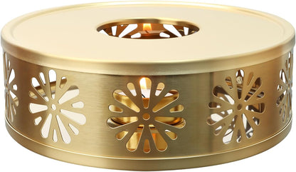 Tea Warmer Petals Silhouette, Silver Brushed Stainless Steel | Teapot Warmer Includes 1 Tealight Holder