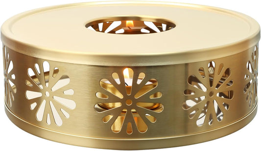 Tea Warmer Petals Silhouette, Silver Brushed Stainless Steel | Teapot Warmer Includes 1 Tealight Holder