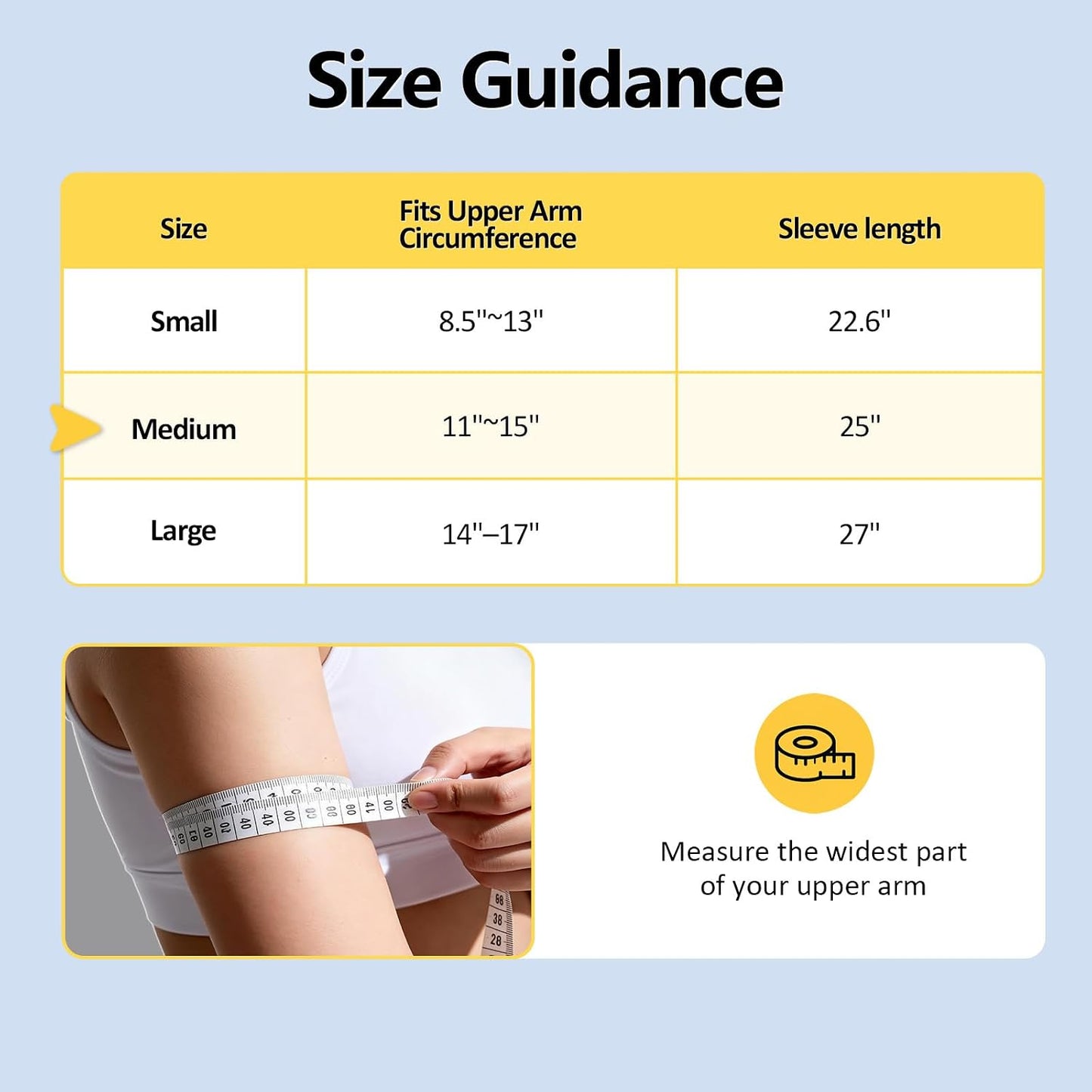 Comfytemp Air Compression Arm Massager for Circulation and Pain Relief, M | FSA Eligible HSA, Portable Full-Arm Compression Sleeve for Tennis Elbow, Edema, Ideal for Men Women (Fits Upper Arm 11"~15")