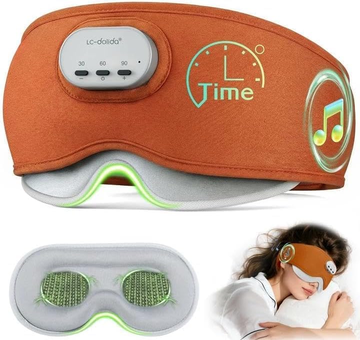 LC-dolida Voice Control Bluetooth Sleep Mask, Bamboo Cotton Bluetooth Sleep Headphones with 3D Zero-Pressure Cups and Timer Setting, Total Blackout Sleep Eye Mask for Side Sleepers (Purple)