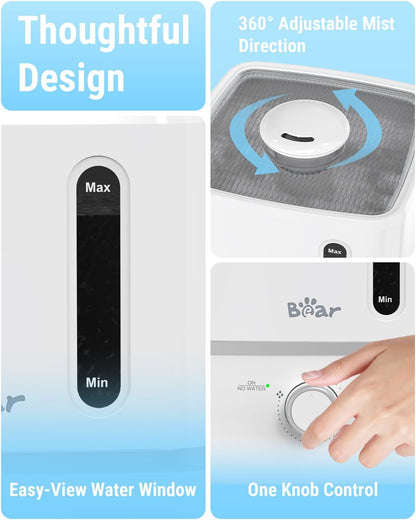 Bear 2.5L Cool Mist Humidifier & Oil Diffuser for Bedroom, White