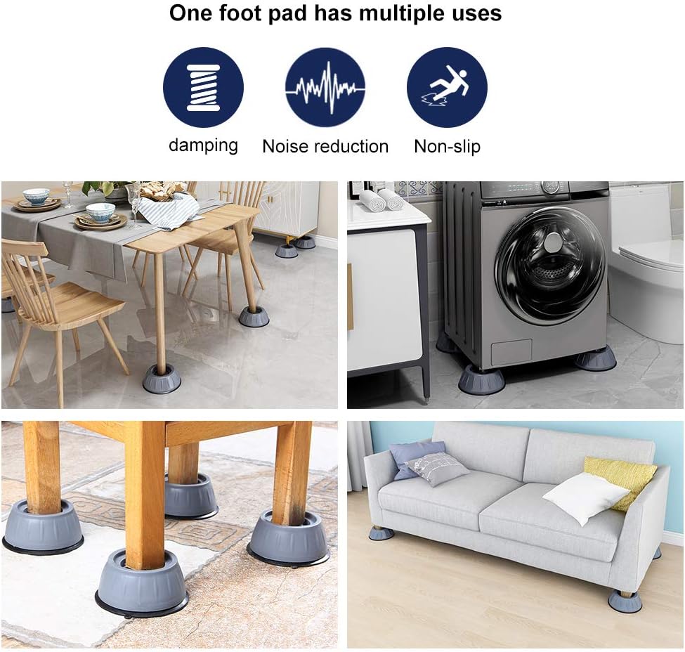 Mwellewm Anti Vibration Pads for Washing Machine Shock and Noise Reducing Washing Machine Support Anti Slip Vibration Rubber Washing Machine Feet Dryer Washer Vibration Stabilizer(1.7D x 0.16 H)