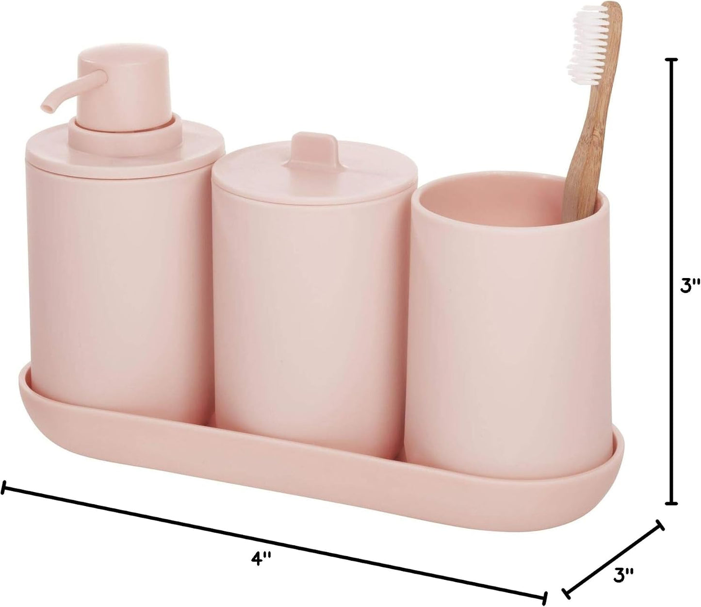 iDesign Cade Collection Toothbrush Holder, 3" x 3" x 4.5", White/Gray | For Normal Toothbrushes, For Spin Brushes, For Toothpaste