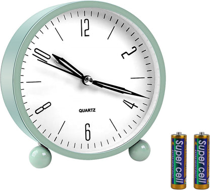 pxy Loud Alarm Clock for Heavy Sleepers 3D Dial Battery Operated (Battery Include), 4" Super Silent Analog Alarm Clock for Kids with Night Light PT260 Silver OrangePT505 Green White