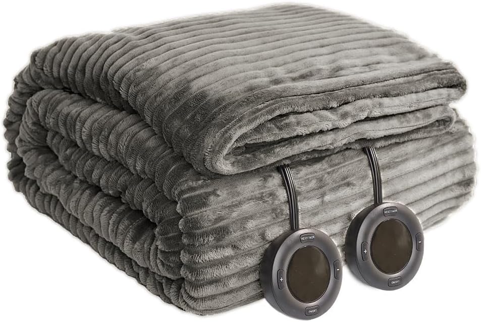 Heated Blanket 50x60”, 3 Hours Auto-Off Electric Blanket, Grey