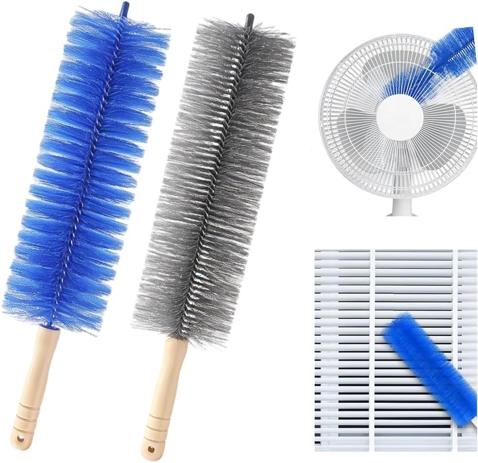 Fan Cleaning Brush, 2026 New Bendable Microfiber Head Dusting Brushes, Reusable Fan Cleaner Brush Dust Remover for Electric Fans, Air Conditioning, Car Vents and Blind，Blue：43cm