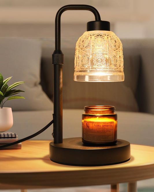 AIFEI Candle Warmer Lamp with Timer, Birthday Gifts for Women Mom, Black | FlameSafety Candle Lamp - Dimmable Adjustable Height with 2 Bulbs, House Warming Gifts New Home, Fits Most Jar Candle