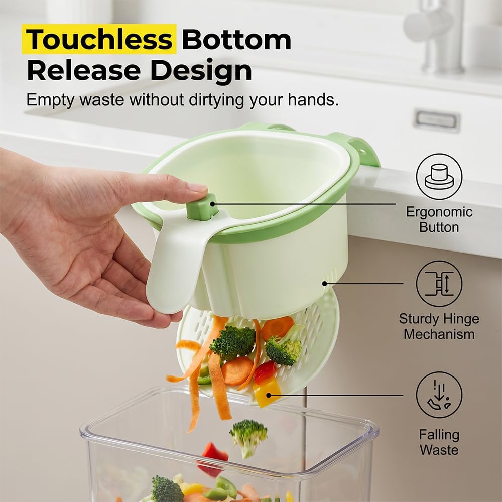 2026 New Cactus Kitchen Sink Strainer Basket, Sink Drain Strainer Self-Cleaning Faucet Hanging Filter Basket, Multifunctional Kitchen Sink Strainer Press Automatic Dumping Basket (Green)