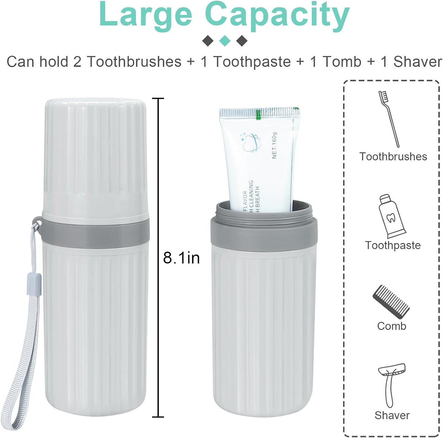 Mulbozy 4 Packs Portable Travel Toothbrush Case, Breathable Plastic Toothbrush Holder for Home, Travel, Business, Camping, School