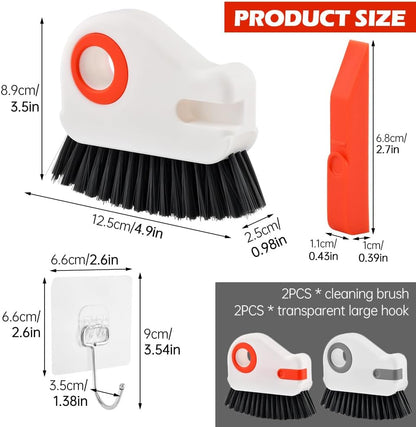 2Pcs Window Track Cleaner with Hard Bristle Brush & Scraper | 2-in-1 Groove Cleaning Tool for Sliding Door Tracks, Window Sills, and Seal Crevices
