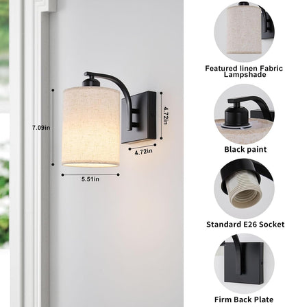 Powfloven Black Rechargeable Wall Sconces Set of 2 with Remote, Wireless Dimmable Battery Operated LED Wall Lights, Cordless Wall Lighting Lamp Fixture for Bedroom Living Room