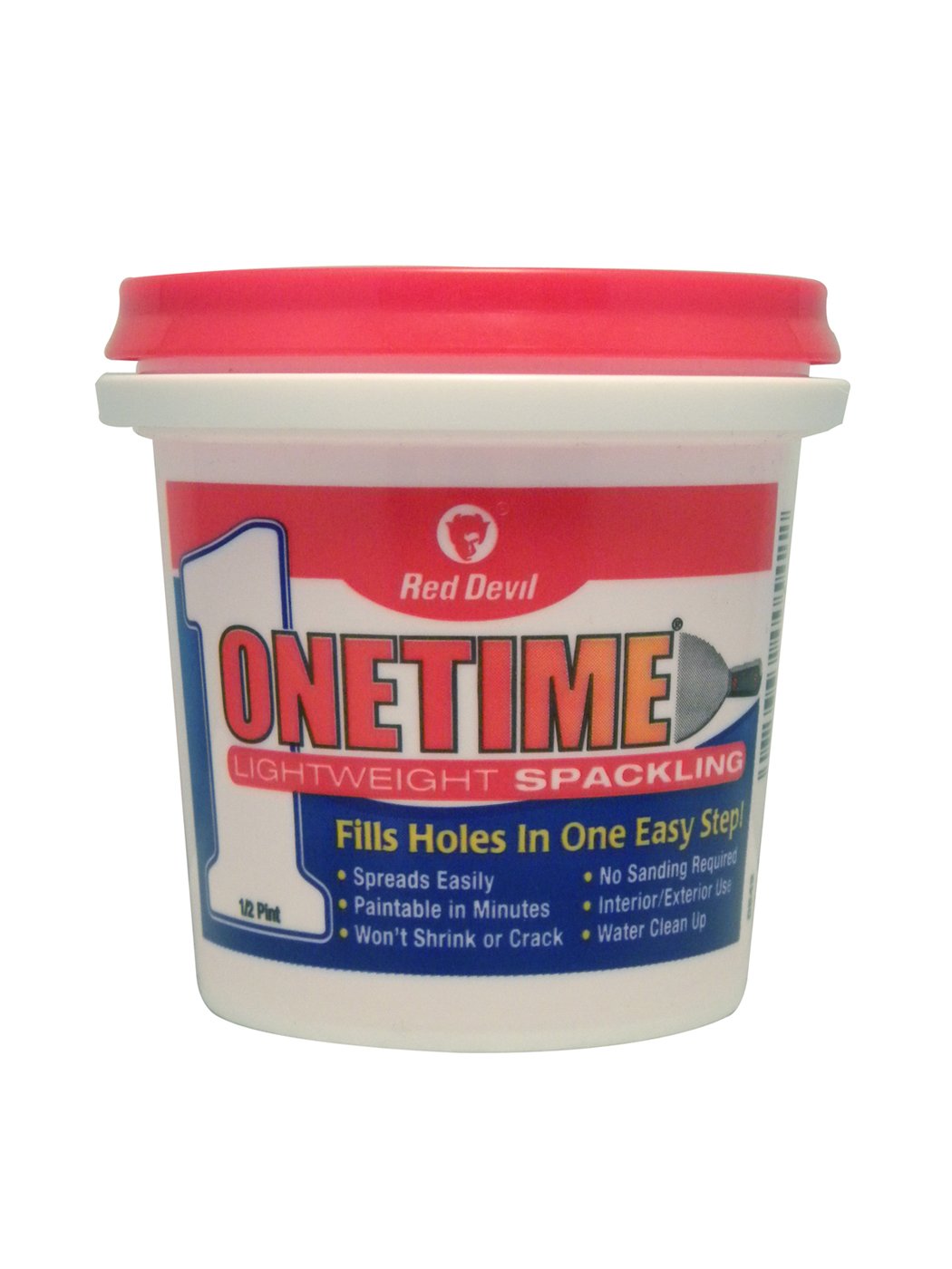 Red Devil 0542 ONETIME Lightweight Spackle Wall Repair, Spackling for Holes Drywall, 1/2 Pint, White, 8 Ounce, Made in USA